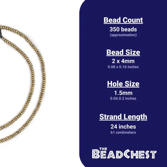The Bead Chest Brass Saucer Beads 4mm, Full Strand of Quality Metal Spacers for DIY Jewelry Design {4}