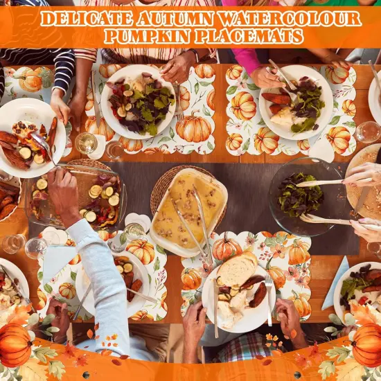 6 Pcs Fall Watercolor Placemats 12 x 17 Inches(Yellow) {2}