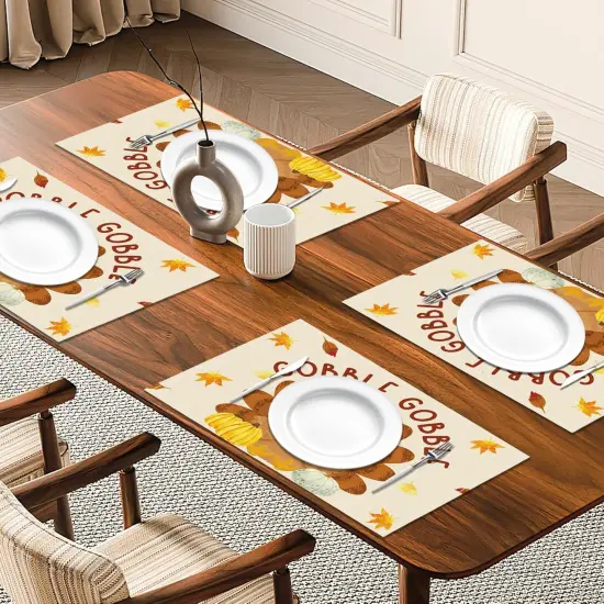 12x18 Pumpkins Turkey Maple Leaves Table Mat Decor(Cd-022) {2}