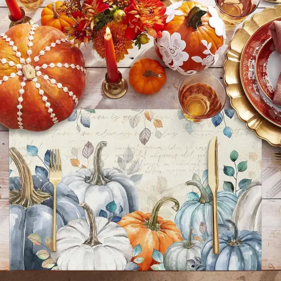 Blue Pumpkin Placemat for Dining Table Decorations(Blue Pumpkin) {2}