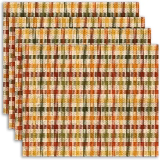 4 Pieces Fall Buffalo Plaid Placemats 12x18 Inch(Fall Plaid-1) {1}