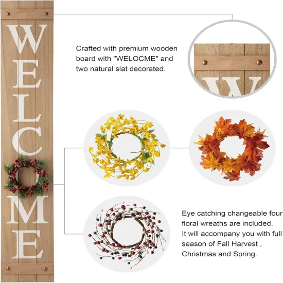 Wooden Welcome Sign (Natural) {5}