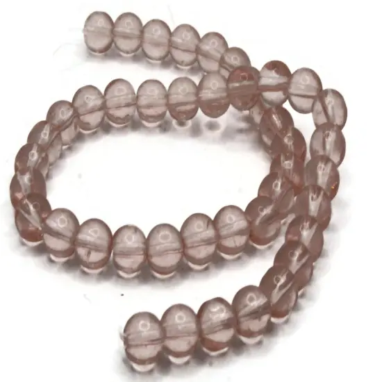 42 8mm Clear Pink Glass Round Beads {6}