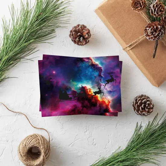 Space Santa Christmas Greeting Cards Boxed Set of 24 Holiday Notecards Featuring Santa Flying Through a Galaxy, Perfect for Kids, Boys, and Space Lovers {2}