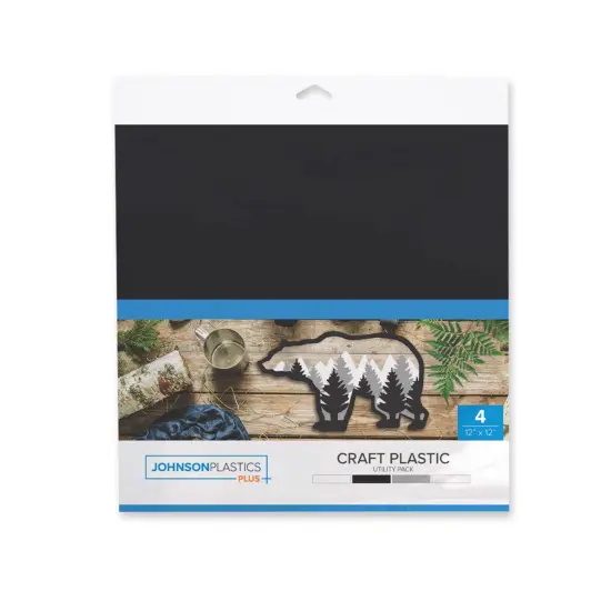 JPPlus Craft Plastic Plastic Craft Sheets for Laser Cutter, & Engraver Use- 4 Pack Black {1}