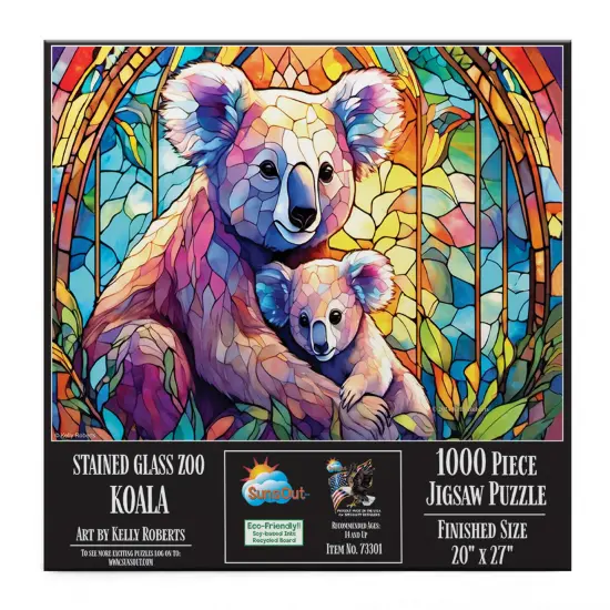 Sunsout Stained Glass Zoo Koala 1000 pc Jigsaw Puzzle 73301 {4}