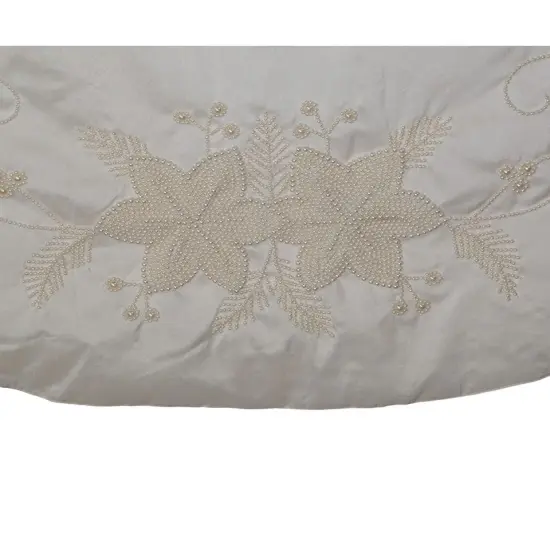 54" Ivory With Pearl Beads Tree Skirt {2}