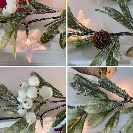 6ft Snowy Olive Christmas Garland {2}