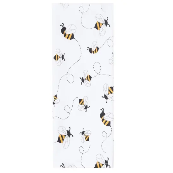 Honey Bee Yellow & Black Plaid Pattern Spring Summer Cotton Kitchen Dishtowels Set of 2 {3}