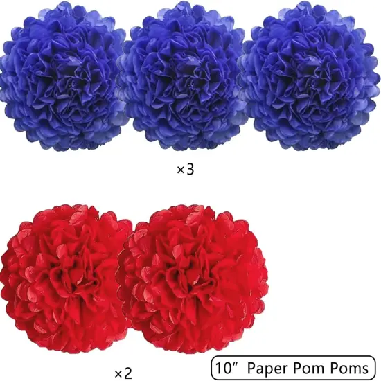 Blue Red Class Of 2025 Graduation Banner Pom Poms Flowers Paper Tassel Garland Decoration College Grad Party Supplies {3}