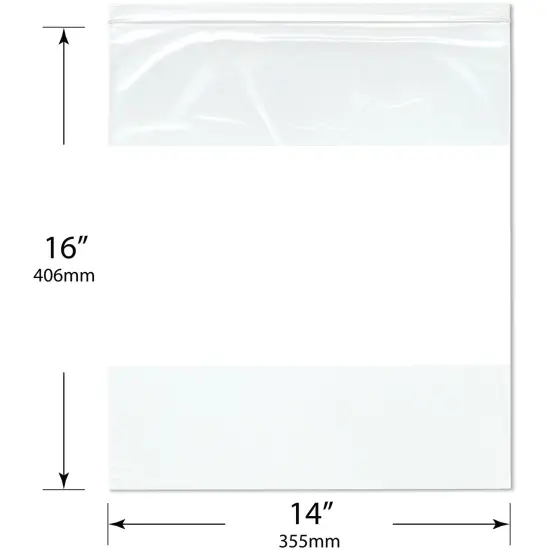 Plymor 14" x 16" (Pack of 100), 2 Mil White-Block Zipper Reclosable Plastic Bags {3}