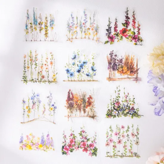 60PCS Hanging Floral PET Stickers Set {5}