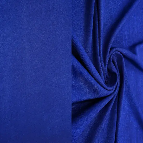 1 Yard Slinky 1x1 Rib Knit Fabric with Foil Finish 240 GSM, 52&Prime; Wide Polyester Spandex Blend ROYAL BRIGHT {1}