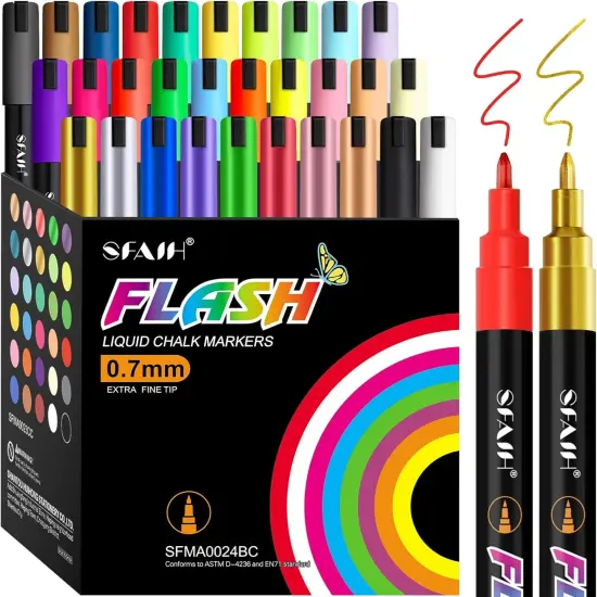 Fine Tip Liquid Chalk Markers for Bhalkboard (Multicolor) {1}
