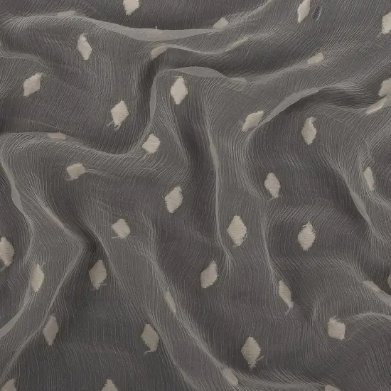 1 Yard Pristine Embroidered Diamonds Crinkled Silk Chiffon Fabric, 50 Inches Wide {1}