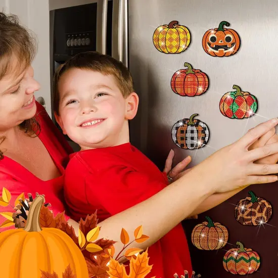 30 Pcs Halloween Pumpkin Diamond Painting Magnets Kits {2}