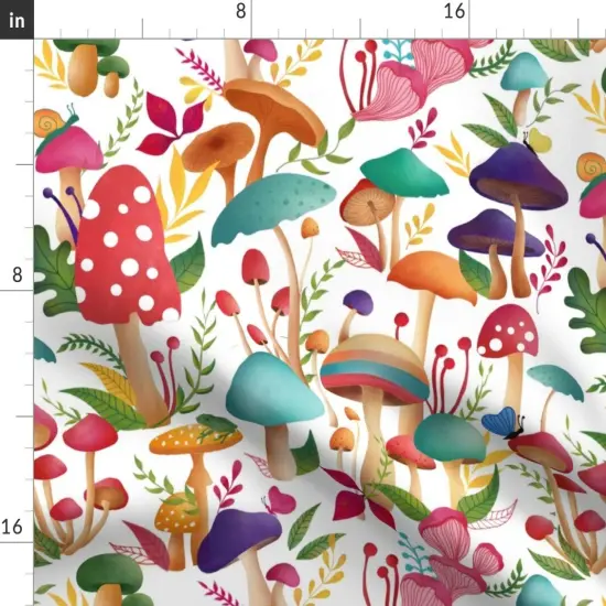 Various Fabrics by the Yard or Fat Quarter Mushrooms Colorful Mushroom Love Custom Printed Fabric by Spoonflower {2}
