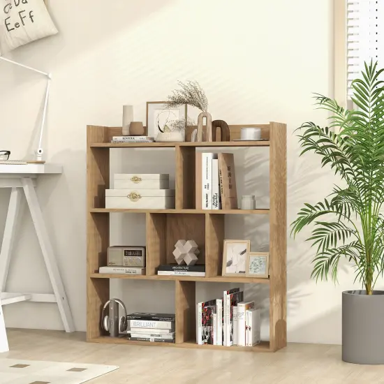 7 Cubes Open-back Bookshelf with Anti-Toppling Devices-Natural {1}
