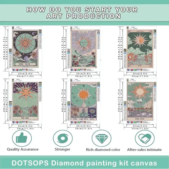 Diamond Painting Kits Art Adults Painting Kit Crafts DIY 5D Diamond Art Packs Kits Full for Adults Beginner Home Wall Decoration Gift 11.8x15.7 Inches (6 Pack Tarot Cards) {2}
