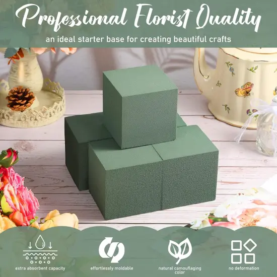 18 Pcs Floral Foam Blocks 3.15" Dry and Wet Flower Blocks for Artificial and Fresh Flowers Green Foam for Flower Arrangements Plant Florist Bricks for Wedding Mother's Day Summer Party Decor {3}