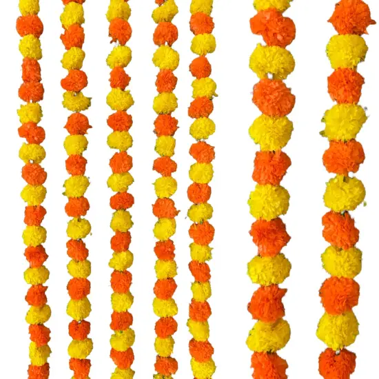 Artificial Yellow Orange Marigold Strings, Diwali Decoration, Day of the Dead Decor Garland, Pooja Backdrop, Mexican Flowers, Indian Wedding {5}