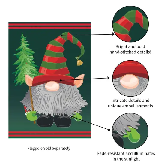 Gnome Elf Christmas Garden Flag 2 Sided {5}