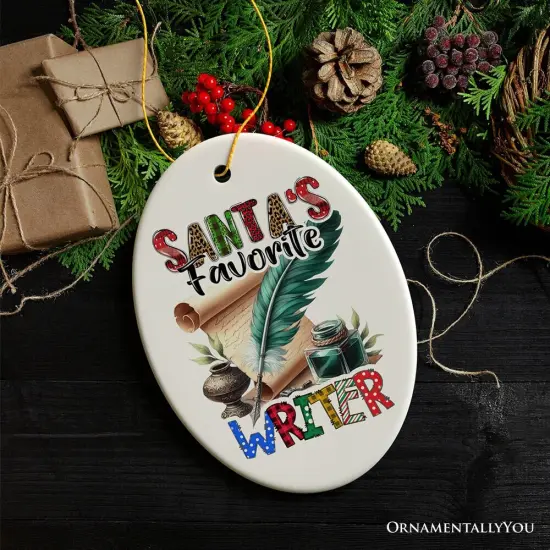 Santa's Favorite Writer Ornament, Christmas Appreciation Gift for Author {5}