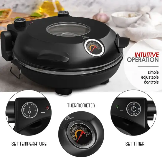 Eatex 12 Inch Countertop Pizza Oven Black {2}
