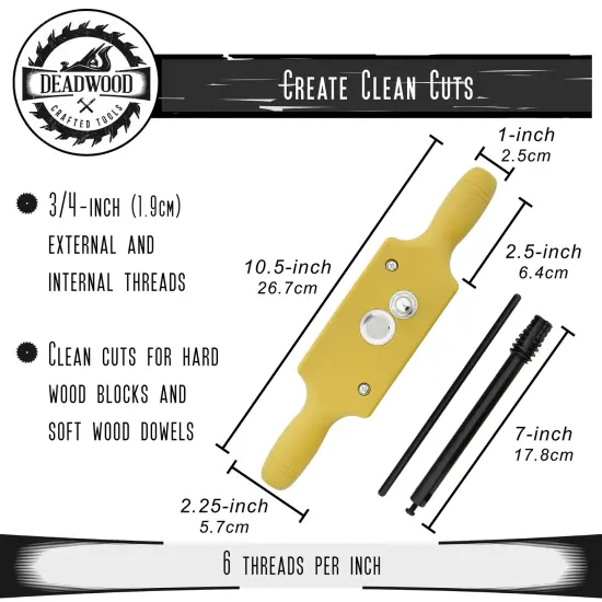 DCT Plastic Jig Dowel Thread Tap Kit - 3/4in x 6TPI Threading Box and Steel Tap {3}