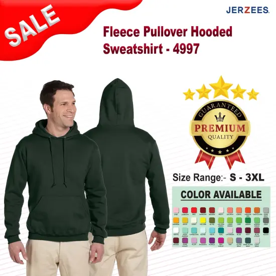 Jerzees&reg; Fleece Pullover Hooded Sweatshirt BLACK HEATHER {2}