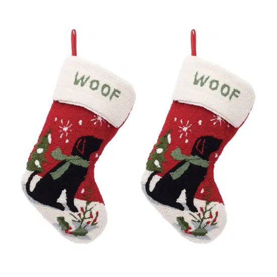 Set of 2 Chrismas Decor Hooked Stockings (Dog/Cat) 2pk Dog {6}