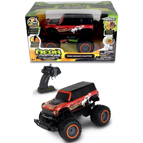 Mean Machines: RTR RC - Ford Bronco Raptor - Red - 2.4 Ghz High Performance for Donuts & Wheelies, Turbo Boost, Ready-To-Run Radio Controlled Vehicle {7}