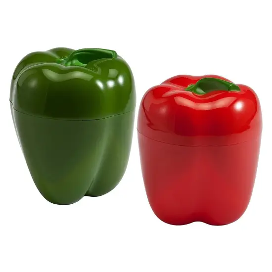Hutzler Pepper Saver Keeper Storage Container - Keeps Fresh Longer - 2 Pack - Green & Red Default Title {1}