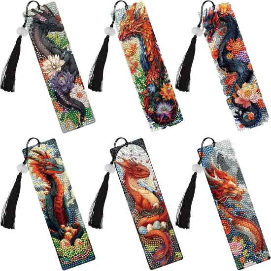 6 Pcs DIY Diamond Painting Bookmarks Kits(Dragon) {1}