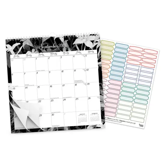 Pen & Ink | 2026 12 x 12 Inch (Hanging) Monthly Square Wire-O Calendar | Sticker Sheet {3}