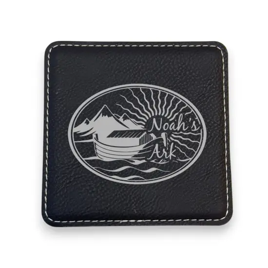 Coaster - Noahs Ark - SET OF 2 - Leather or Stitched Cork Black/Silver {1}