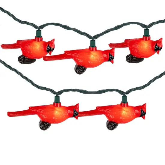 Northlight Cardinal Indoor Outdoor Patio Light Set - 6' Green Wire - 10ct Red {3}