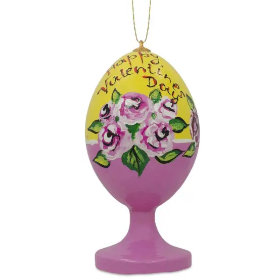 Cat with Valentine's Day Bouquet Wooden Christmas Ornament {4}