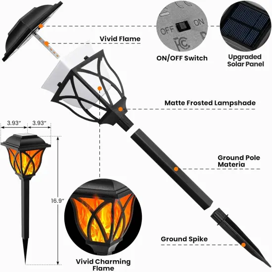Solar Flickering Flame Outdoor Lights - 8 Pack Warm White {5}