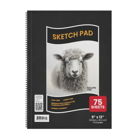 Sketch Book Spiral 9x12 in Poly Cover &ndash; 75 Sheets &ndash; 24 Count {1}