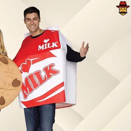 Milk and Cookie Adult Couples Costume Set Food Tunics Funny Halloween Party Outfit {3}