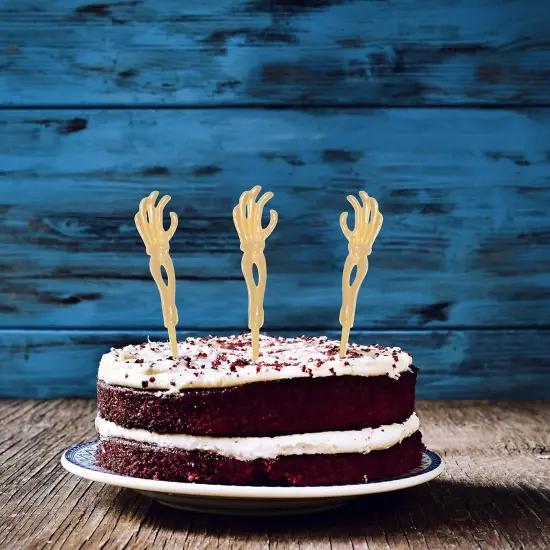 4E's Novelty 72 Pcs Zombie Hand Cupcake Toppers &ndash; 5" Plastic Skeleton Hands for Halloween Cupcakes, Cakes, Cocktails & Party Decor, Spooky Picks for Haunted House, Day of the Dead & Horror Themes {2}