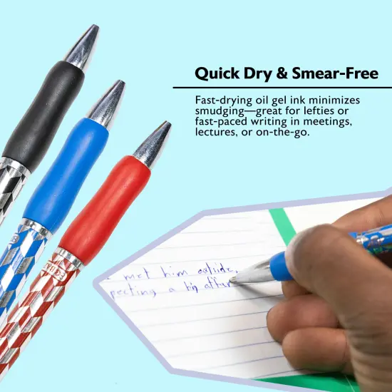 BAZIC Maxxon 1.4 mm Tip Asst. Color FUSE Tech Ink Retractable Pen w/ Cushion Grip (8/Pack) {3}