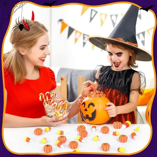 80Pcs Fake Pumpkin Candy Corn Mini Resin Charms {5}