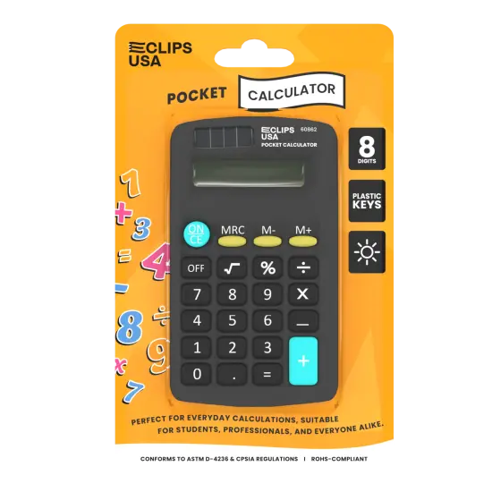 Pocket Calculator, 8 Functions, Solar Powered &ndash; 36 Ct {1}