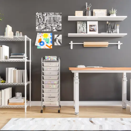 Seville Classics 10-Drawer Organizer Cart, 12.8" W x 15.35" D x 38.2" H Black {9}