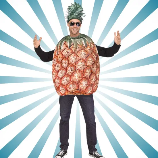 Pineapple Print Adult Costume Funny Fruit Tunic with Hat Tropical Halloween Party Outfit {3}