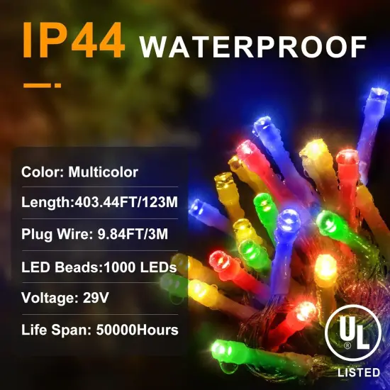 403ft 1000 LED Christmas String Lights (Multicolor) {4}