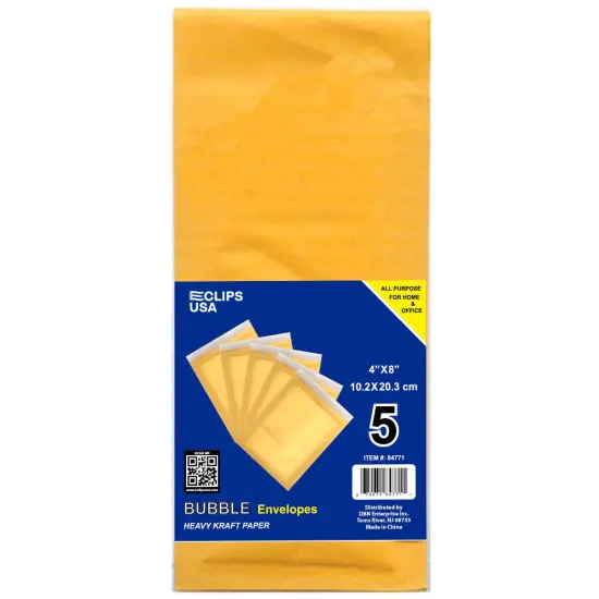 Kraft Padded Bubble Mailers 4x8 in, 5 Pack &ndash; 48 Units {1}