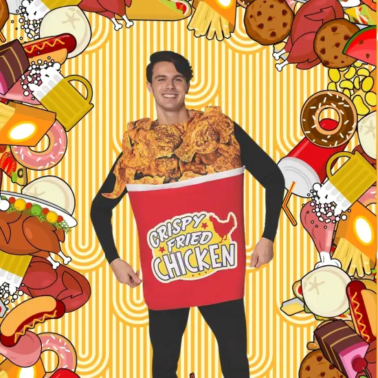 Bucket of Fried Chicken Costume Funny Food Tunic Photo Print Halloween Party Outfit {3}